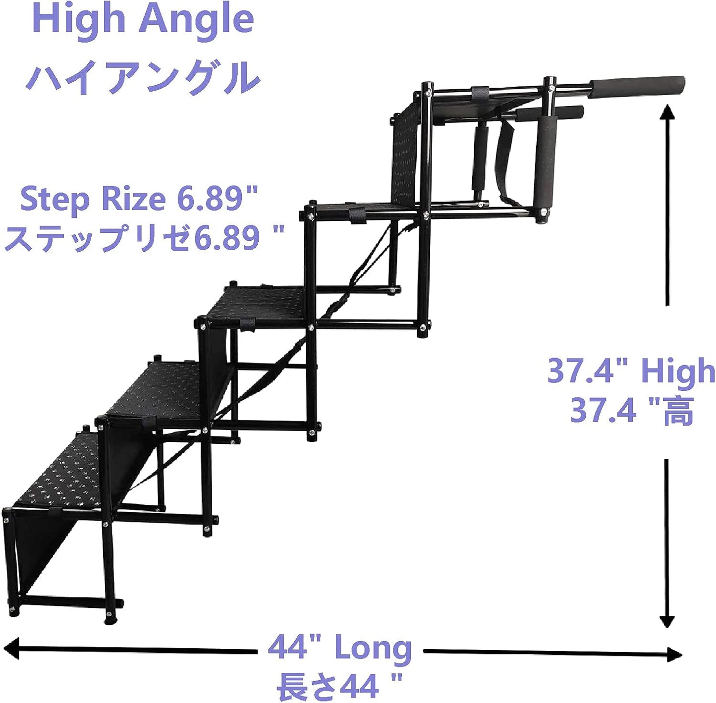 Adjustable Light Pet Ladder Portable Large Dog Stairs Collapsible Pet Stairs Or Ramps for Small and Large Dogs for Trucks and Suvs 5 Steps Pet Stairs Ramp Lightweight Dog Cat Ladder Black