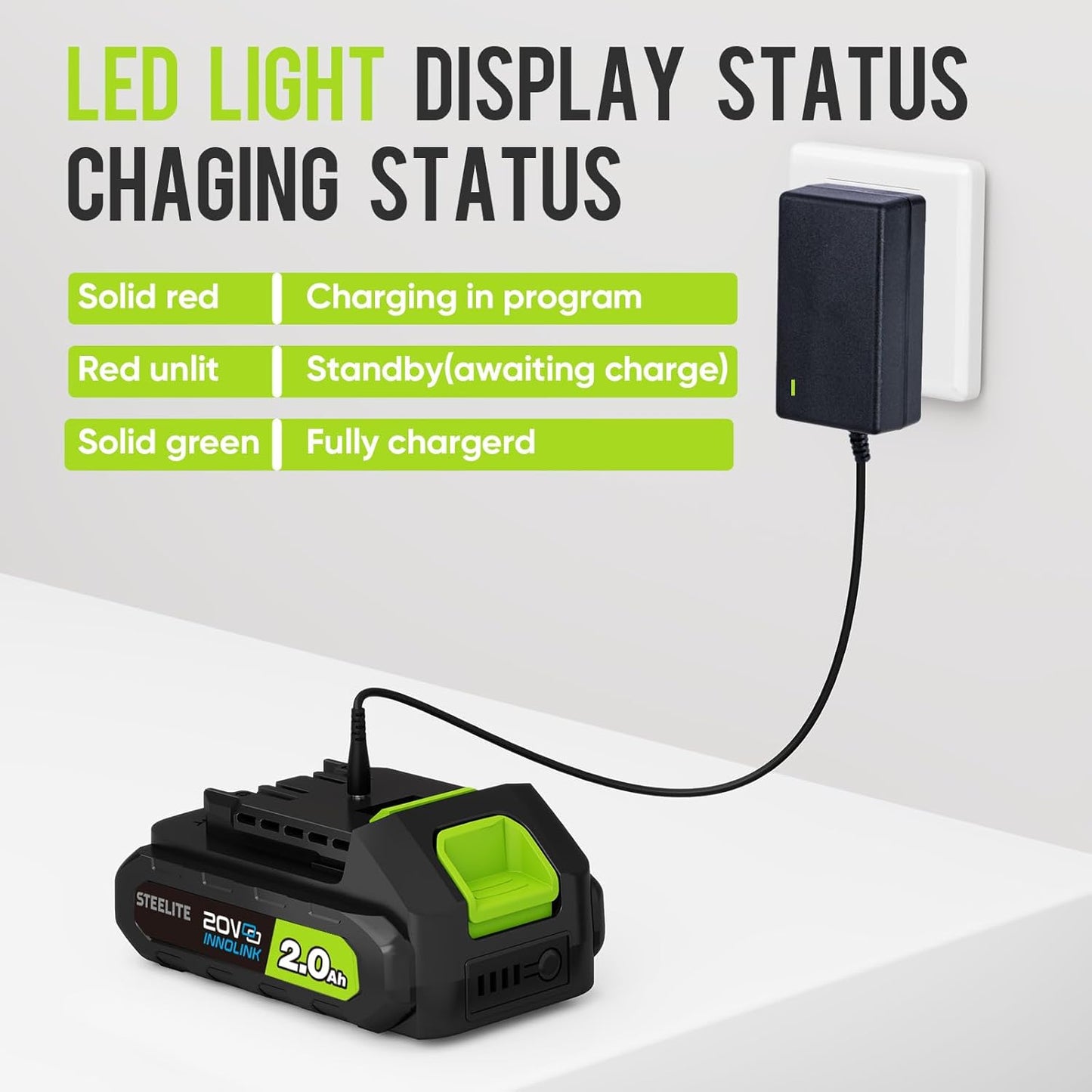 STEELITE 21V Cordless Leaf Blower, 150 MPH 600 CFM High-Performance Airflow, Lightweight Electric Blower for Lawn Care, Patio Cleaning, Leaves & Dust, Includes 2 x 2.0Ah Batteries - Green