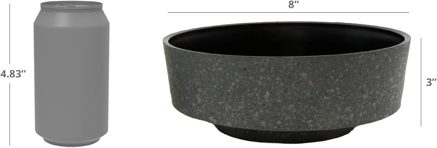 The HC Companies 8 Inch Round Plastic Succulent Capri Bowl 8"x8"x3" in Faux Concrete Color with Copper Band