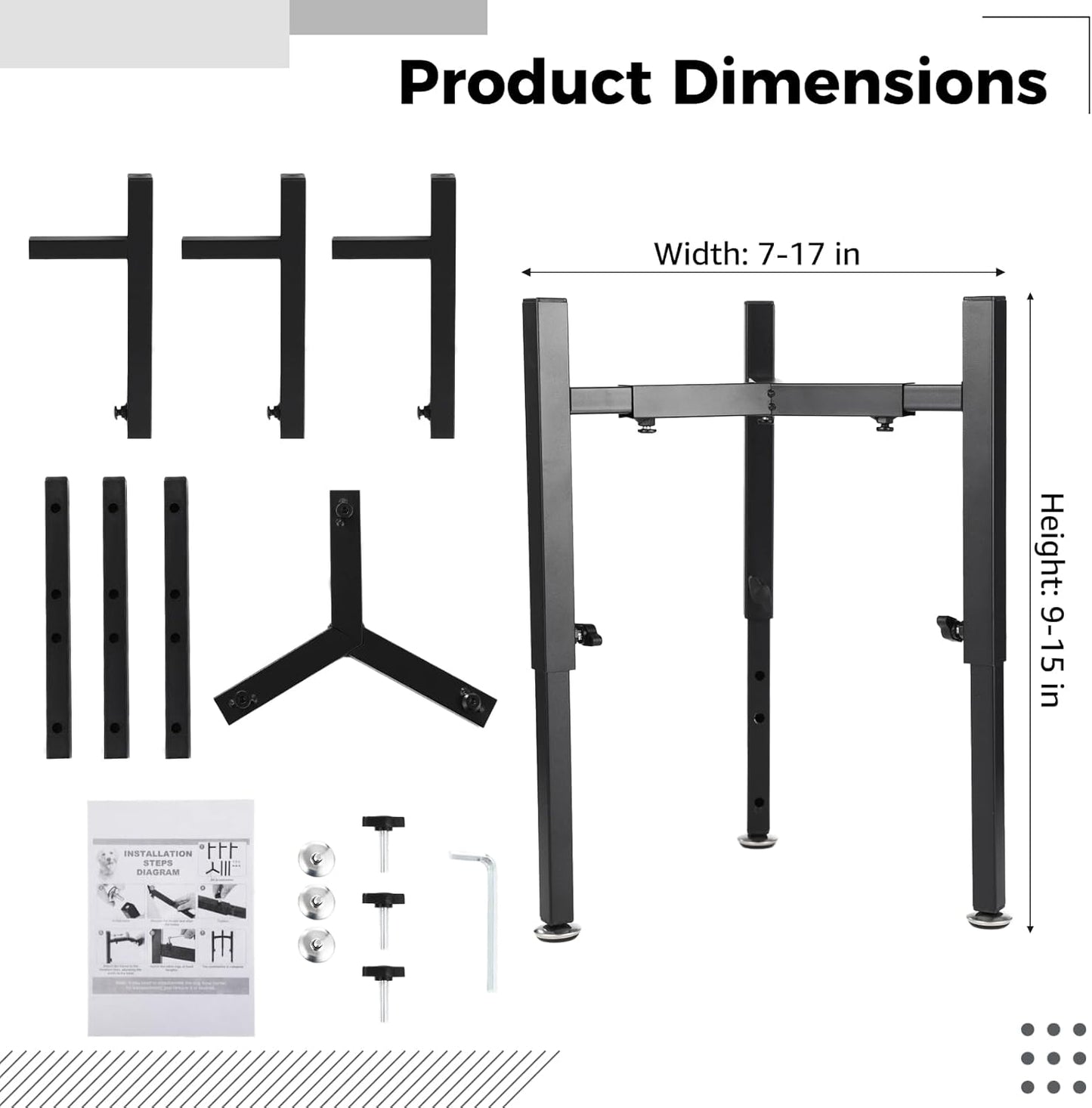 Adjustable Single Dog Bowl Stand, Metal Elevated Dog Food Bowl Stand Holder, Wide 7-11 in Bowl Opening and 9-15 in Height Raised Pet Feeder for Medium and Large Dogs