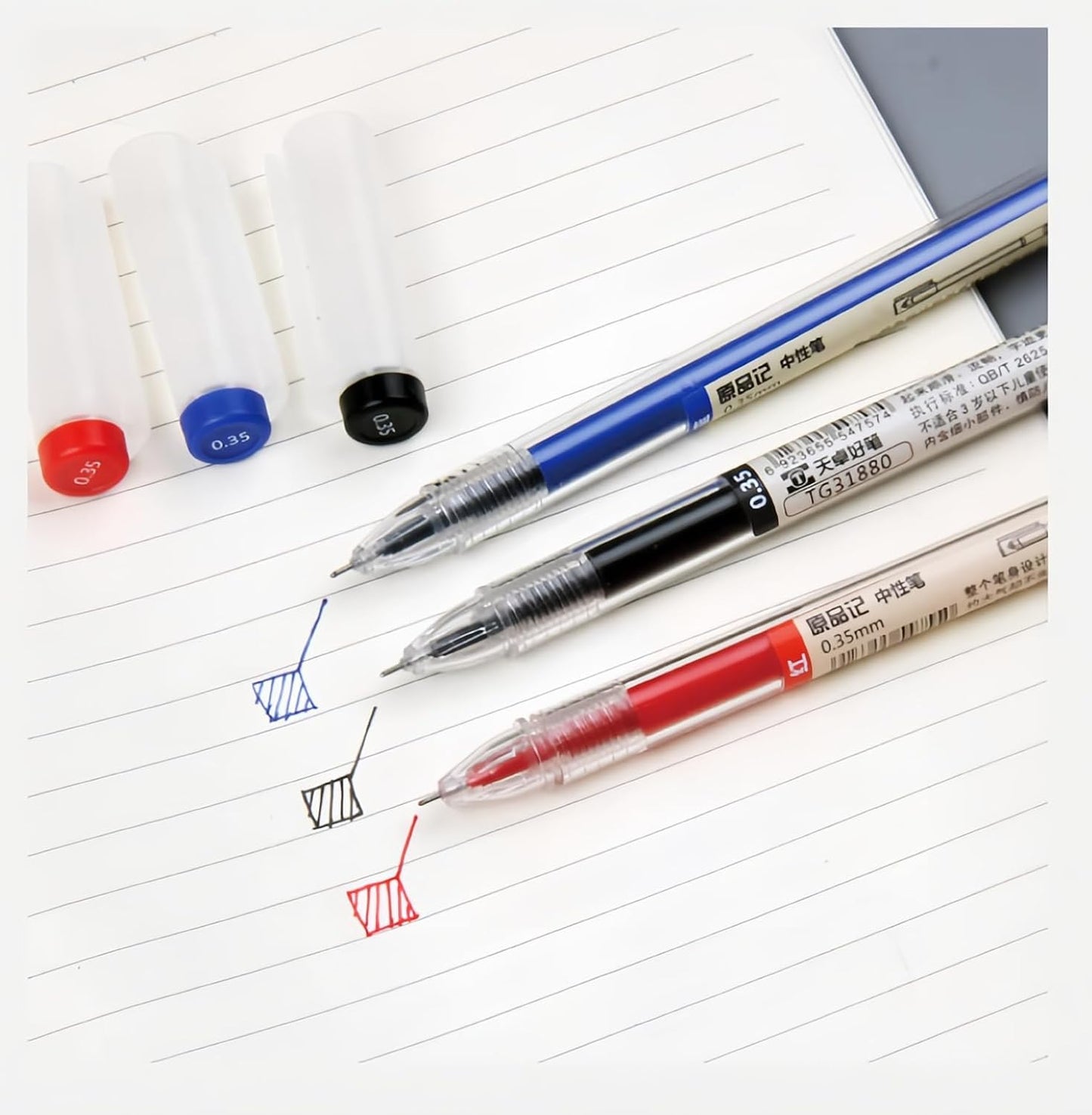 12 Pcs 0.35mm 3color Gel Ink Pen Japanese Stationery Extra Fine Chinese Ballpoint Pen for Office School Korean Stationery Supply