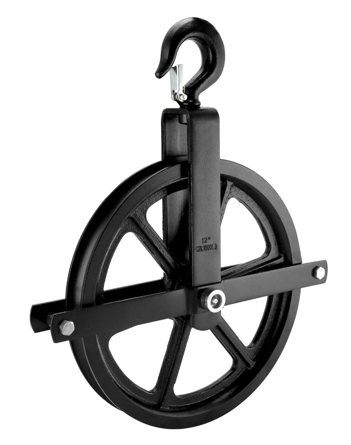 QWORK Scaffolding Wheels, 12" Aluminum Lifting Pulley, 1000 Lbs Ladder Hook Pulley Scaffold Hoist Pulley for Lifting with Rope