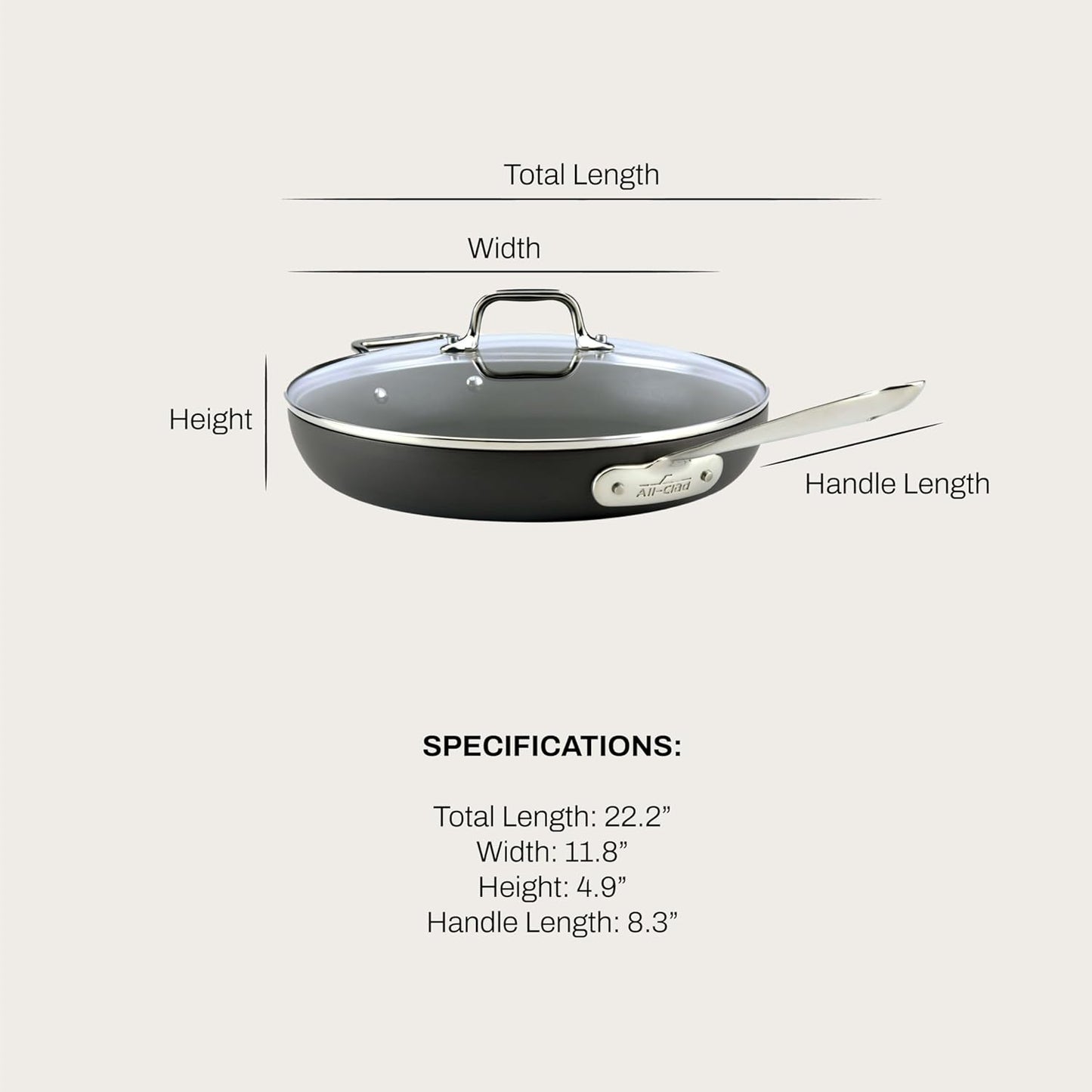 All-Clad HA1 Hard Anodized Nonstick Fry Pan 12 Inch Induction Oven Broiler Safe 500F, Lid Safe 350F Pots and Pans, Cookware Black