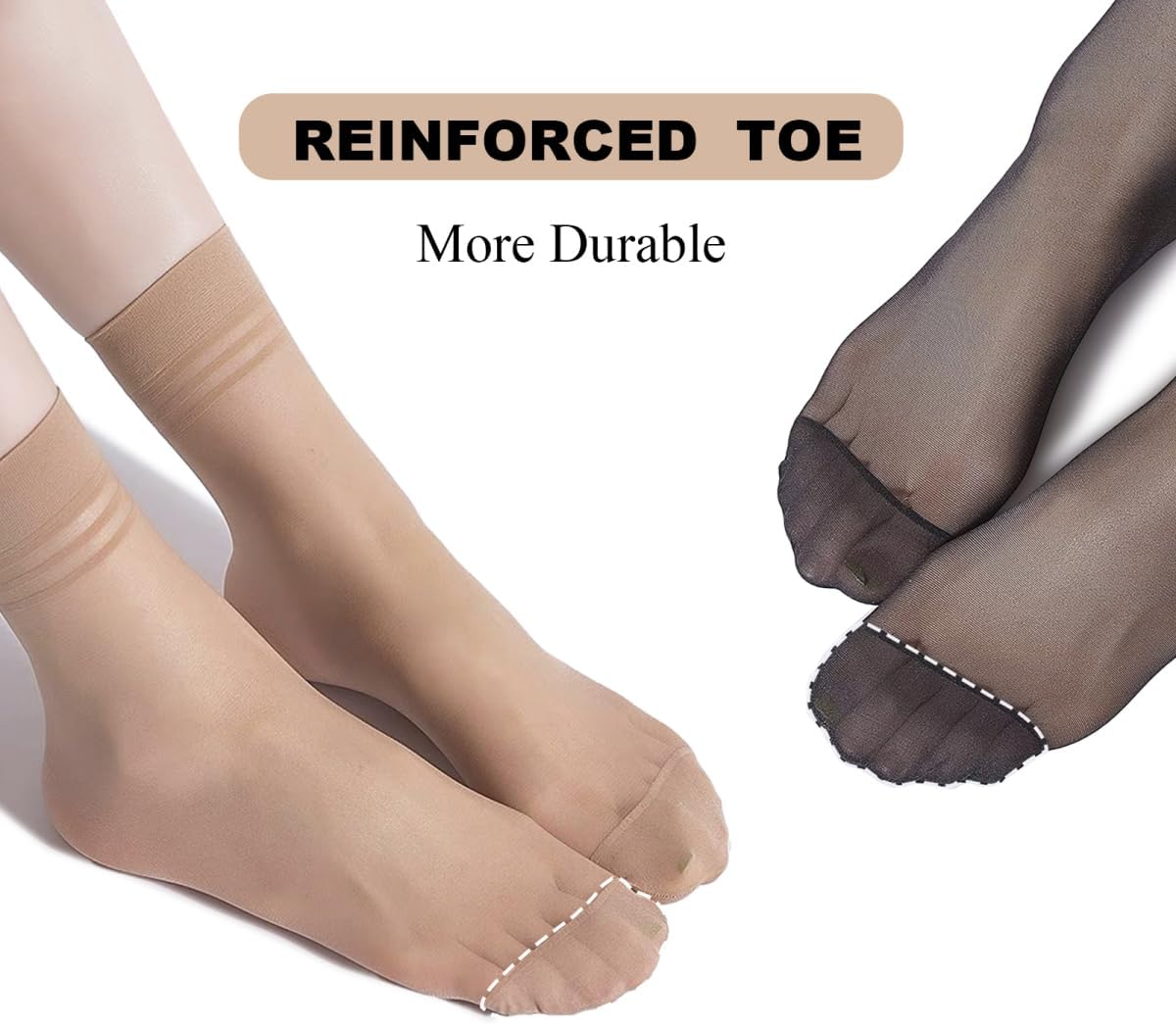 20 Pairs Women's Ankle Sheer Nylon Socks Summer Thin Soft Tight Hosiery Reinforced Toe Stylish Socks