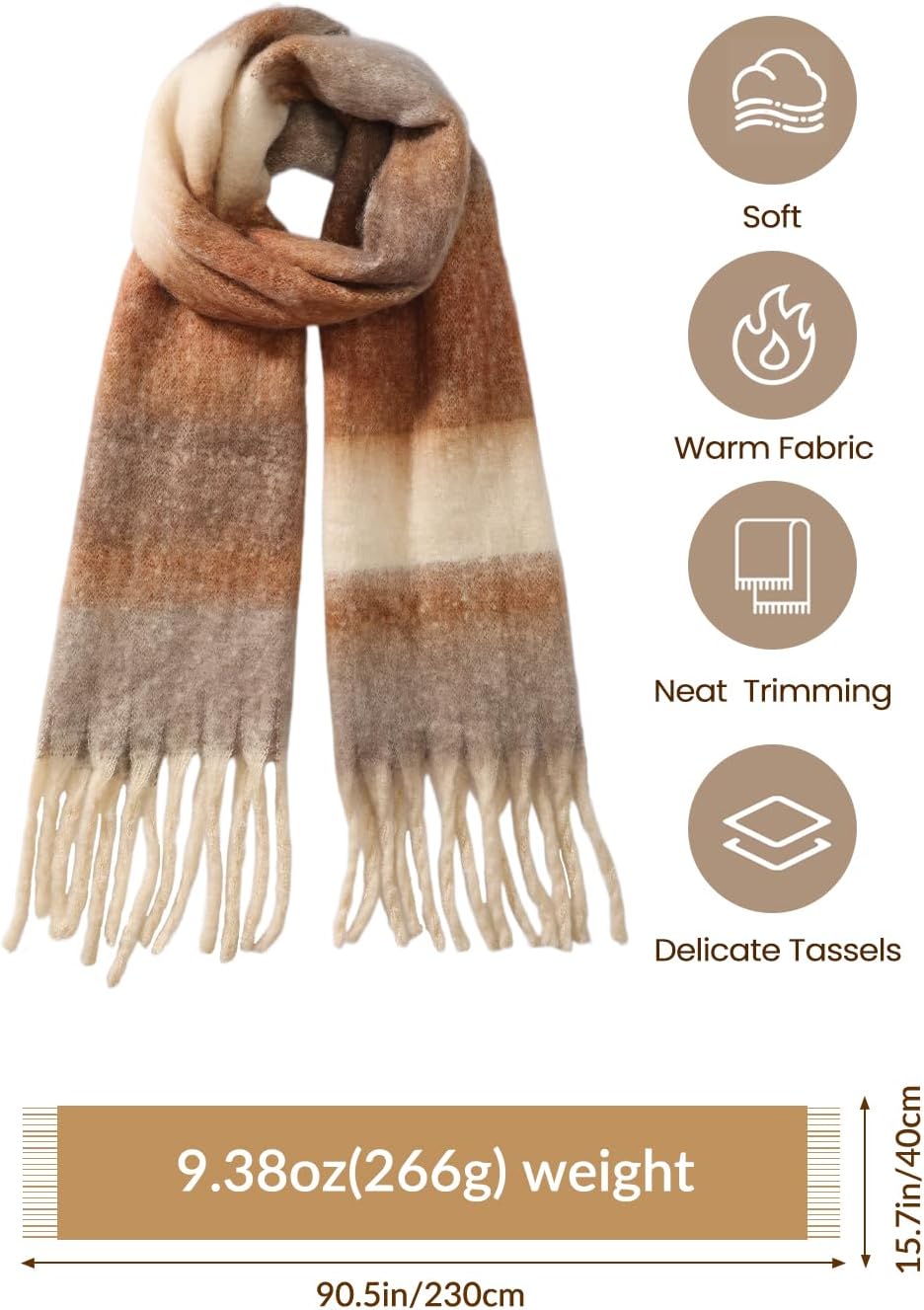 Passionbility Women's Winter Scarfs for Women, Mohair Vintage Scarf Large Chunky Scarf Cashmere Feel Blanket Wrap