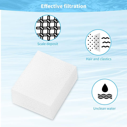 18 Pcs Cat Water Fountain Filter Pre Filters Sponge for 67oz/ 2l Pet Water Fountain Trimmable Foam Filter's for Dog Cat (White, 18 Sponges)