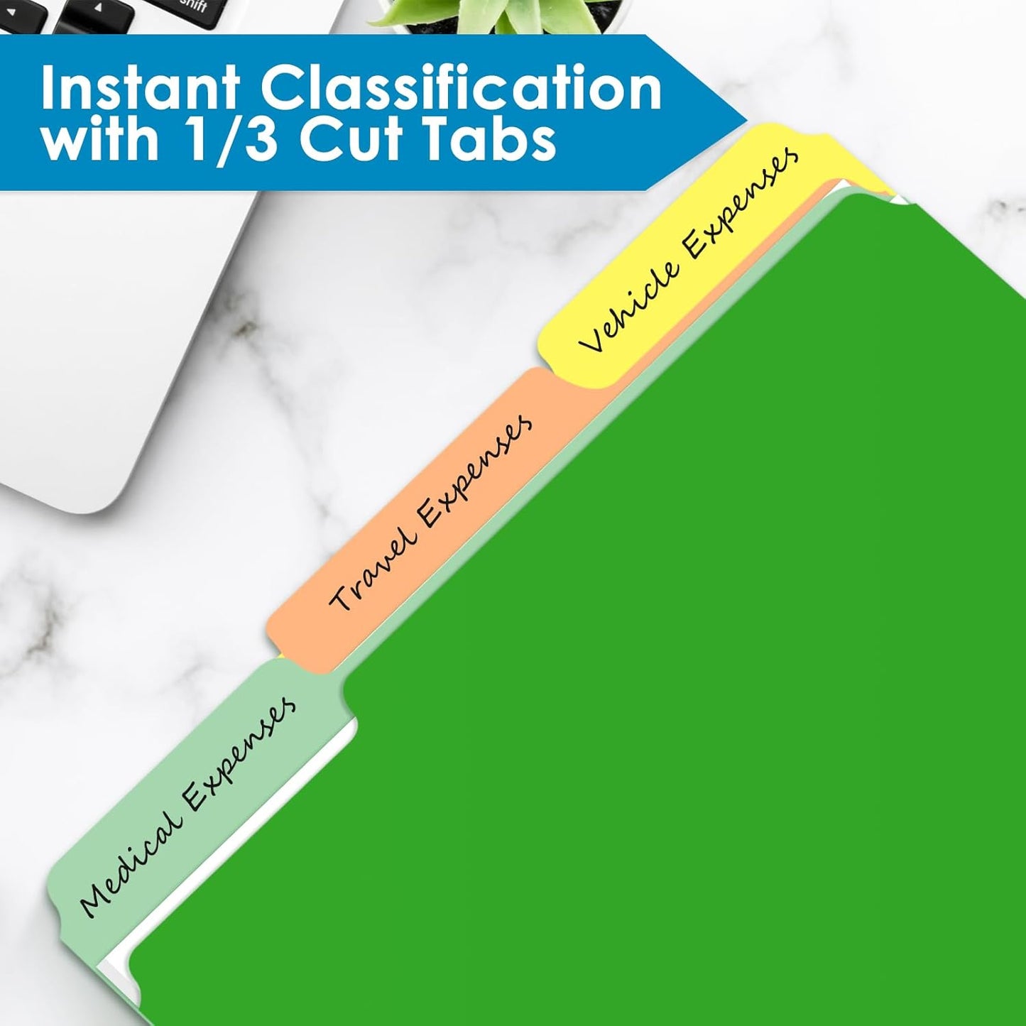 Two Tone Color File Folders 8.5 x 11 Inch, 1/3 Cut Tab File Folders Letter Size, Assorted Colors, Blue Red Green Yellow Orange Manila File Folders, School Business Office Folders for Document -15 Pack