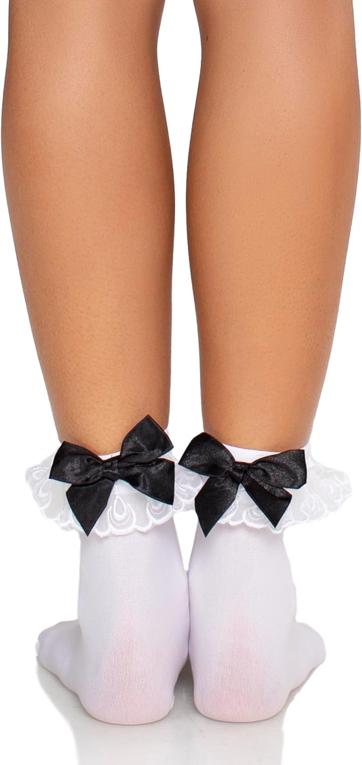 Leg Avenue Women's Ruffle and Satin Bow Anklet Socks
