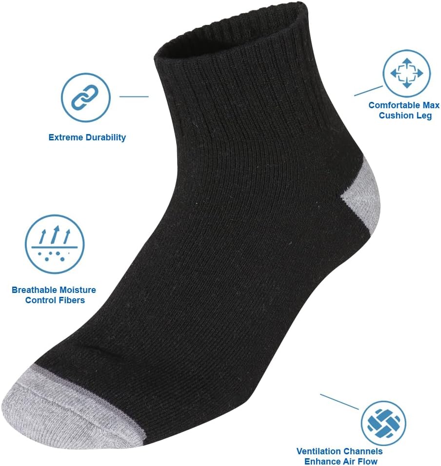 Men’s 10Pack Athletic Socks,Comfy Cotton Full Cushion Casual Ankle Socks