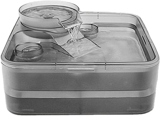 Dual-Tier Pet Fountain, Automatic Dog/Cat Water Fountain with Large Capacity, Pet Water Dispenser Drinking Water for Cats Dogs Multiple Animals,Gray
