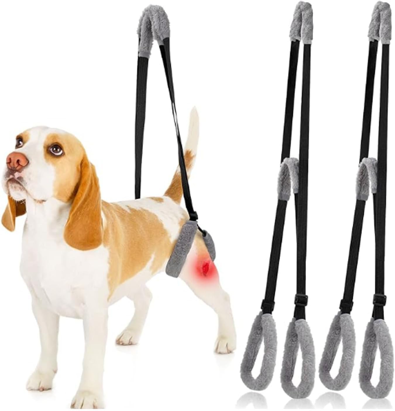2Pcs Dog Mobility Aids for Walking, Pet Support Harness for Back Legs Disabled Injured Pets Adjustable Easy to Wear Hind Leg Sustain Tool