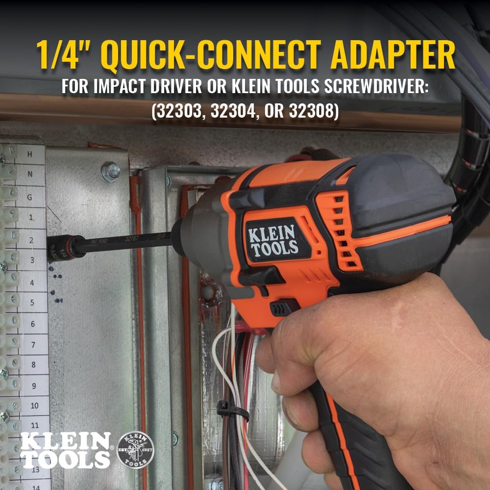 Klein Tools 32768 Impact Driver Set, 3-in-1 SAE Impact Socket and Bit Holder, Flip Socket with Nut Drivers in 1/4 and 5/16 Hex Sizes, 3 and 5-Inch Lengths, 2-Piece