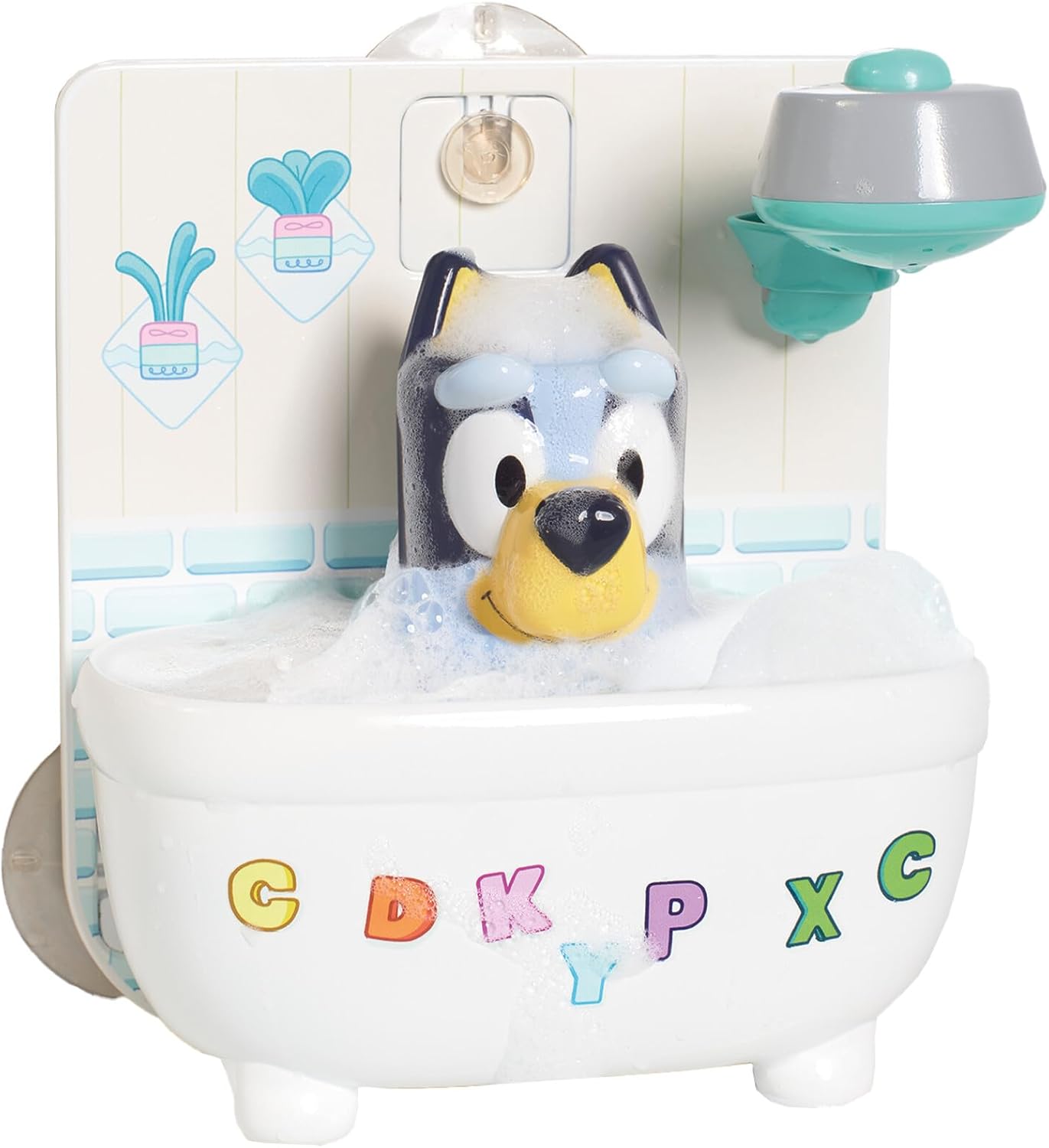 TOMY Toomies Shower & Scrub Bluey - Create Your Own Bubbles - Includes Rinsing Showerhead and Removable Bluey Toy - Interactive Bath Toys - Toddler Easter Basket Fillers - Ages 18 Months and Up