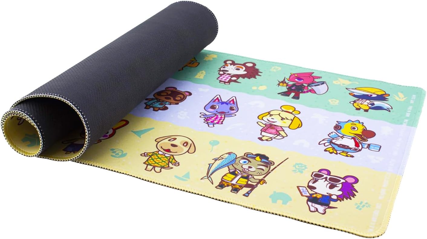 Animal Crossing Computer Desk Mat - Bundle with 11" x 31" TV Video Game Computer Mousepad Plus Stickers | Animal Crossing Desk Office Supplies