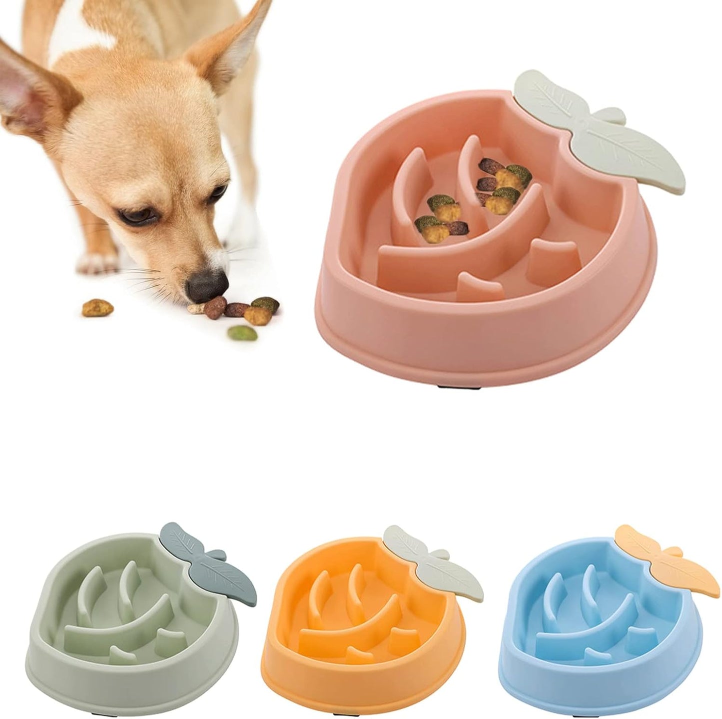 Slow Feeder Dog Bowls Fun Shape Puzzle Feeding Bowl Interactive Puppy Food Bowls Eco-Friendly Healthy Non Skid Design Dog Slow Feeder Bowl Small Puppy Slow Feeder Dog Bowls Small Breed Wet Food, Pink