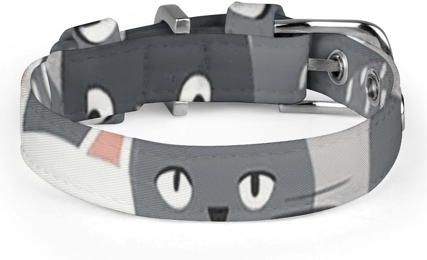Cute Funny Grey Cats Pattern Dog Collar with Buckle Adjustable Martingale Pet Collars Cute Female Male Puppy Collar Soft Waterproof Cat Collars for Small Medium Dogs