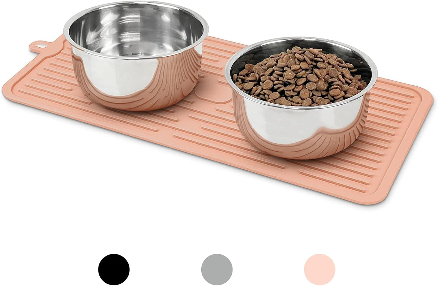 Ptlom Pet Placemat for Dog and Cat, Mat for Prevent Food and Water Overflow, Suitable for Medium and Small Pet, Pink, Silicone