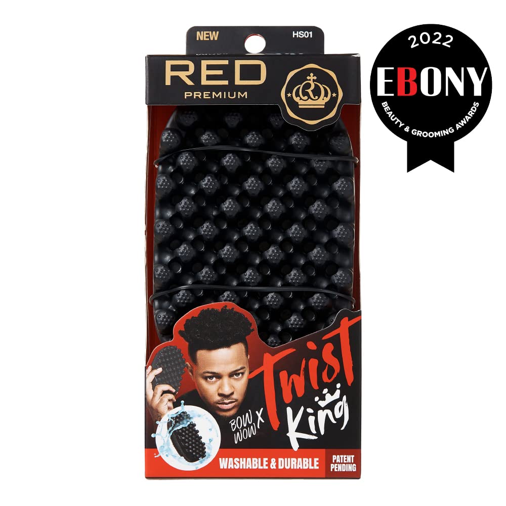 Red by Kiss Bowwow Twist King Premium Luxury Twist Styler Comb Brush, Durable Washable Alternative for Sponge for Barbers and Daily Use, Ideal for Afro, Curly, Coiled, 4C Hair