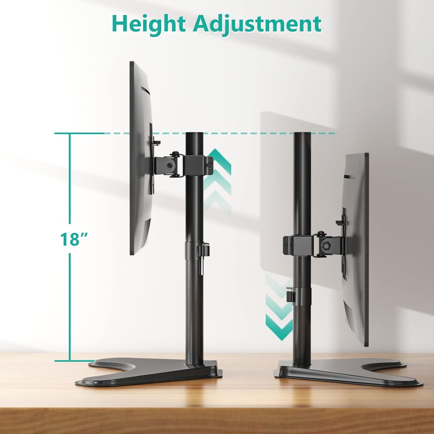 WALI Single Monitor Stand up to 32 Inch Screens, Freestanding Single Monitors Arm Desk Mount, Universal VESA Monitor Mount 75x75/100x100mm, Adjustable Height and Angle (MF001), Black