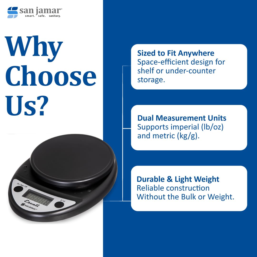Escali Primo NSF Listed Digital Scale, 11 lb/5 kg, Black (SCDGP11BK)