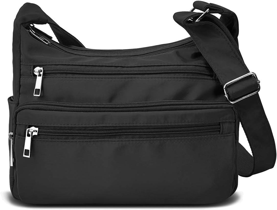 VOLGANIK ROCK RFID Purses for Women Fabric Nylon Multi Pocket Crossbody Bag Ladies Travel Handbag