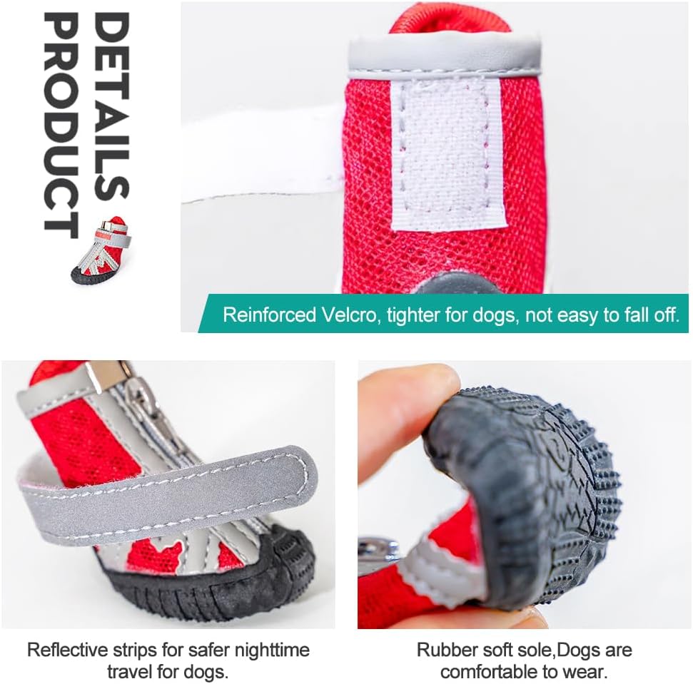 Dog Shoes for Small Medium Dogs,Dog Boots & Paw Protectors for Hot Pavement and Winter Snow,Anti-Slip Rubber Dog Booties for Outdoor Walking and Indoor Hardfloors(orange-size 5)