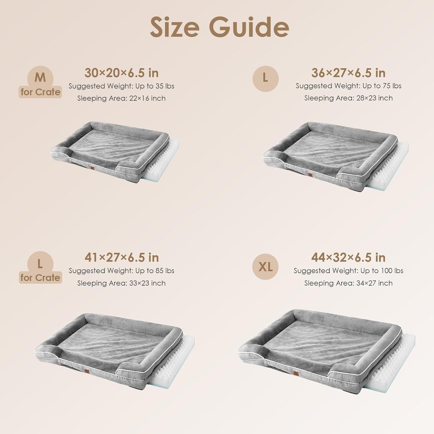 EHEYCIGA Dog Bed Cover Replacement for Extra Large Dog Bed, Waterproof Washable Removable Cover for Orthopedic Memory Foam Dog Sofa, Non-Slip Bottom, Grey, Cover Only