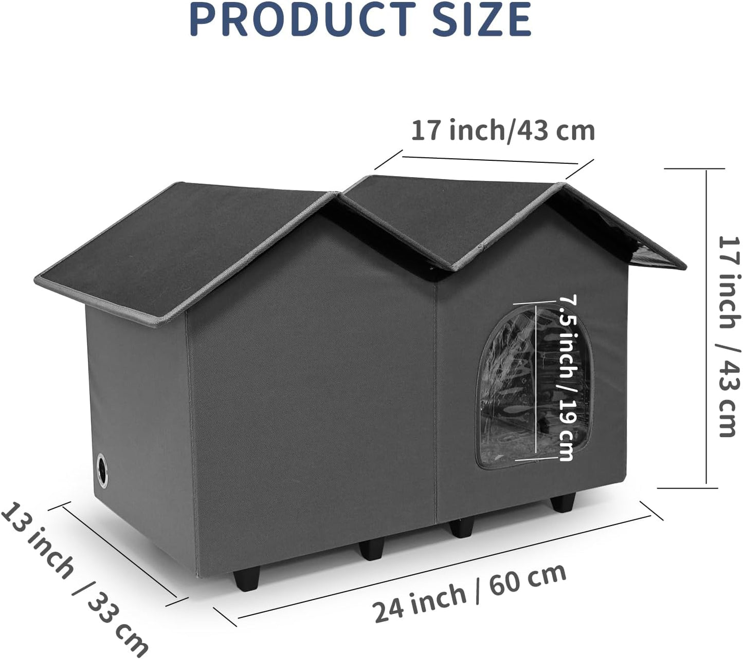 NAMOTEK Large Heated Cat Houses for Indoor/Outdoor Cats with Elevated Heated Cat Bed Waterproof， Insulated Providing Safe Feral Cats, Easy to Assemble Large (23" x 13" x 18")