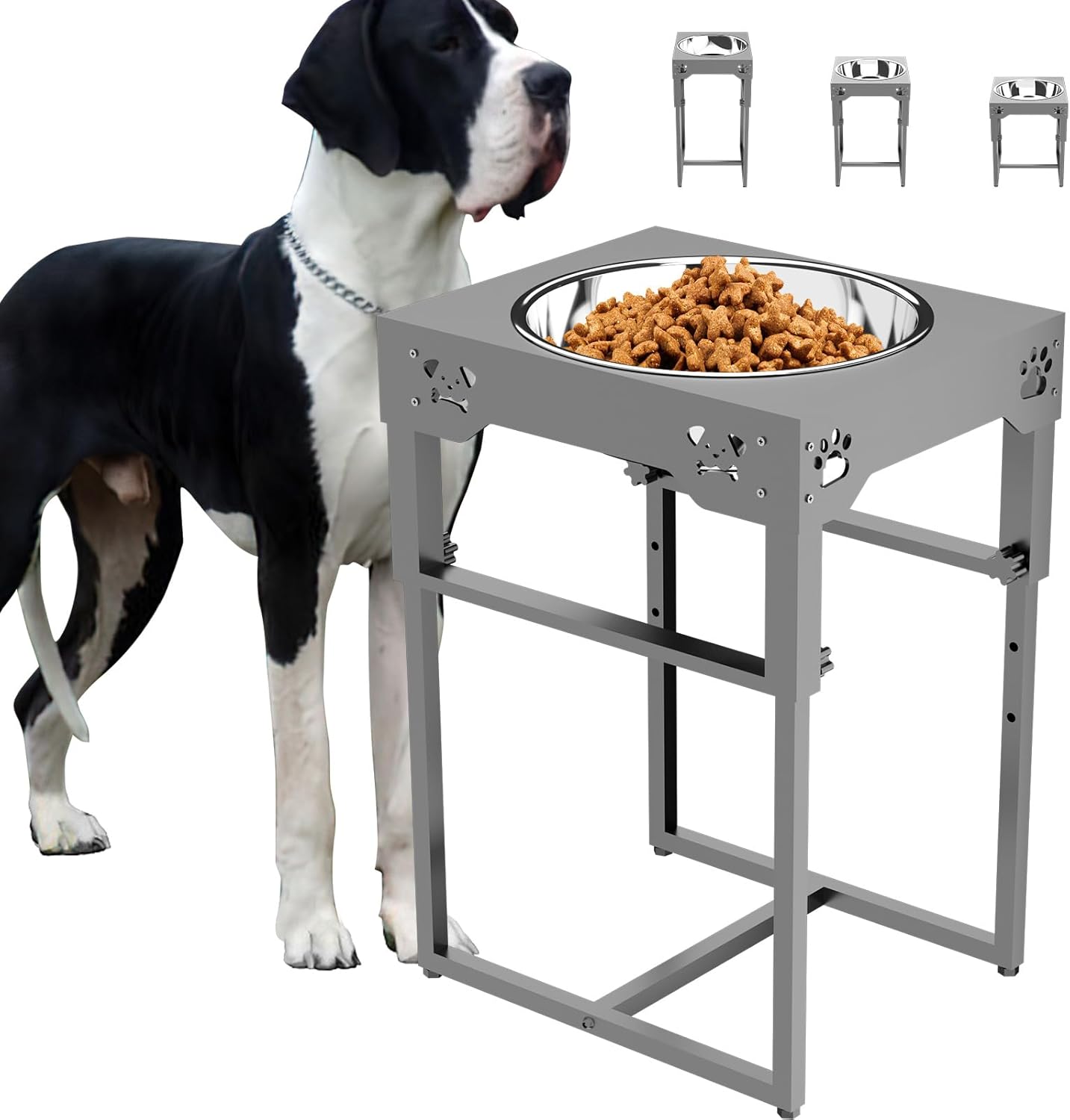 Elevated Dog Bowls for Large Dog,Raised Dog Bowls, Adjustable to 8 Heights(2.75" up to 20''),for Large,X/XL Large,Medium, Sized Dogs with 2 Stainless Steel Dog Bowls