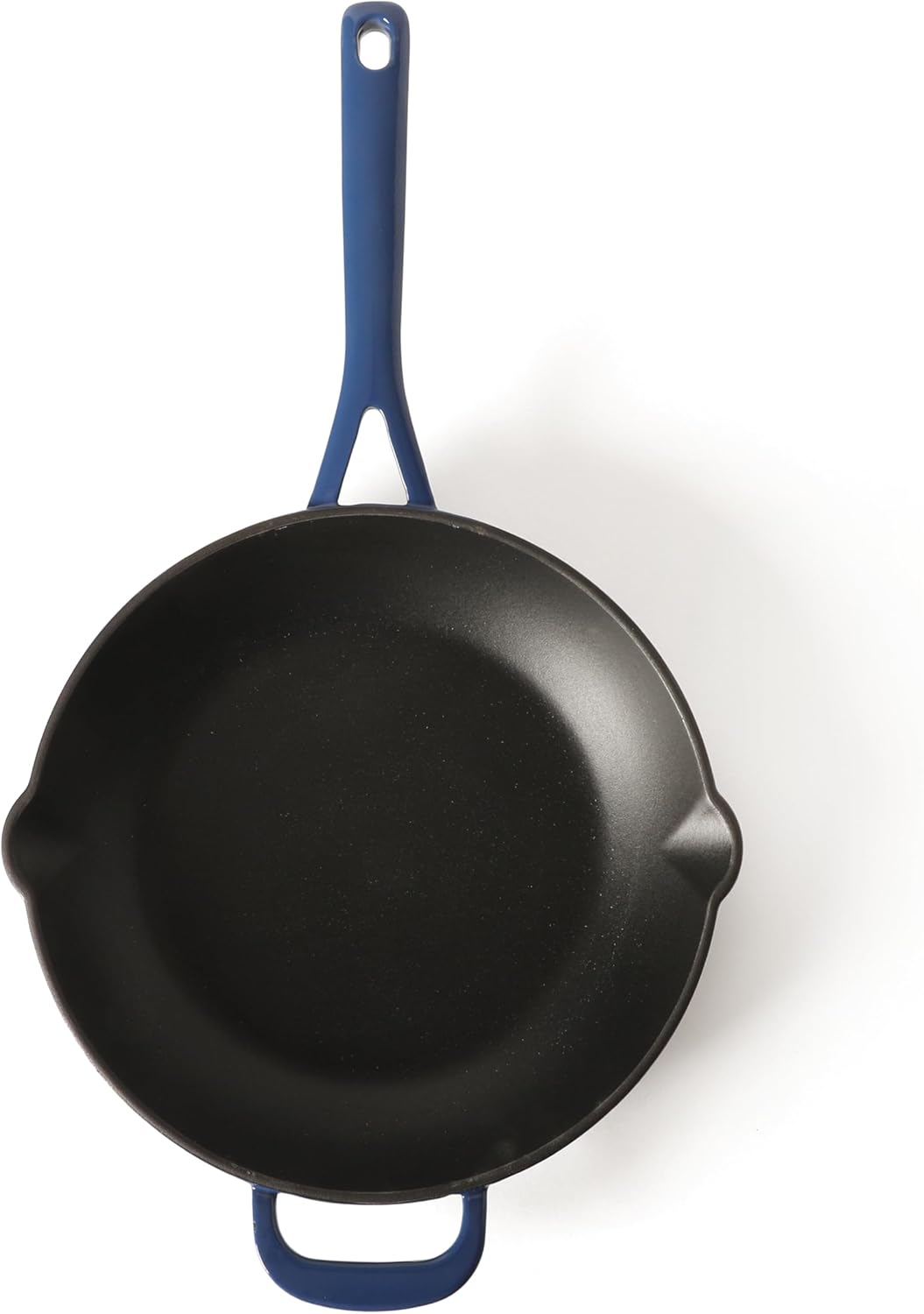 Martha Stewart Gatwick 12” Enameled Cast Iron Skillet, PFAS-Free, Classic Blue Exterior with Matte Black Enamel Interior, Rust Resistant, Oven Safe