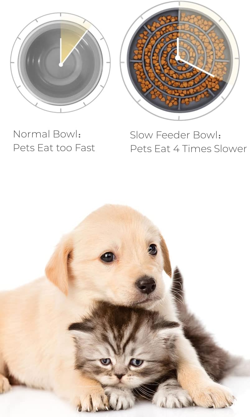Slow Feeder Bowl,Soft Silicon Rubber Slow Feeder Slow Down Eating Time for Dog Cat Puppy Pet with Stong Suction Cups for Dog Bowls Slow Eating Bowls