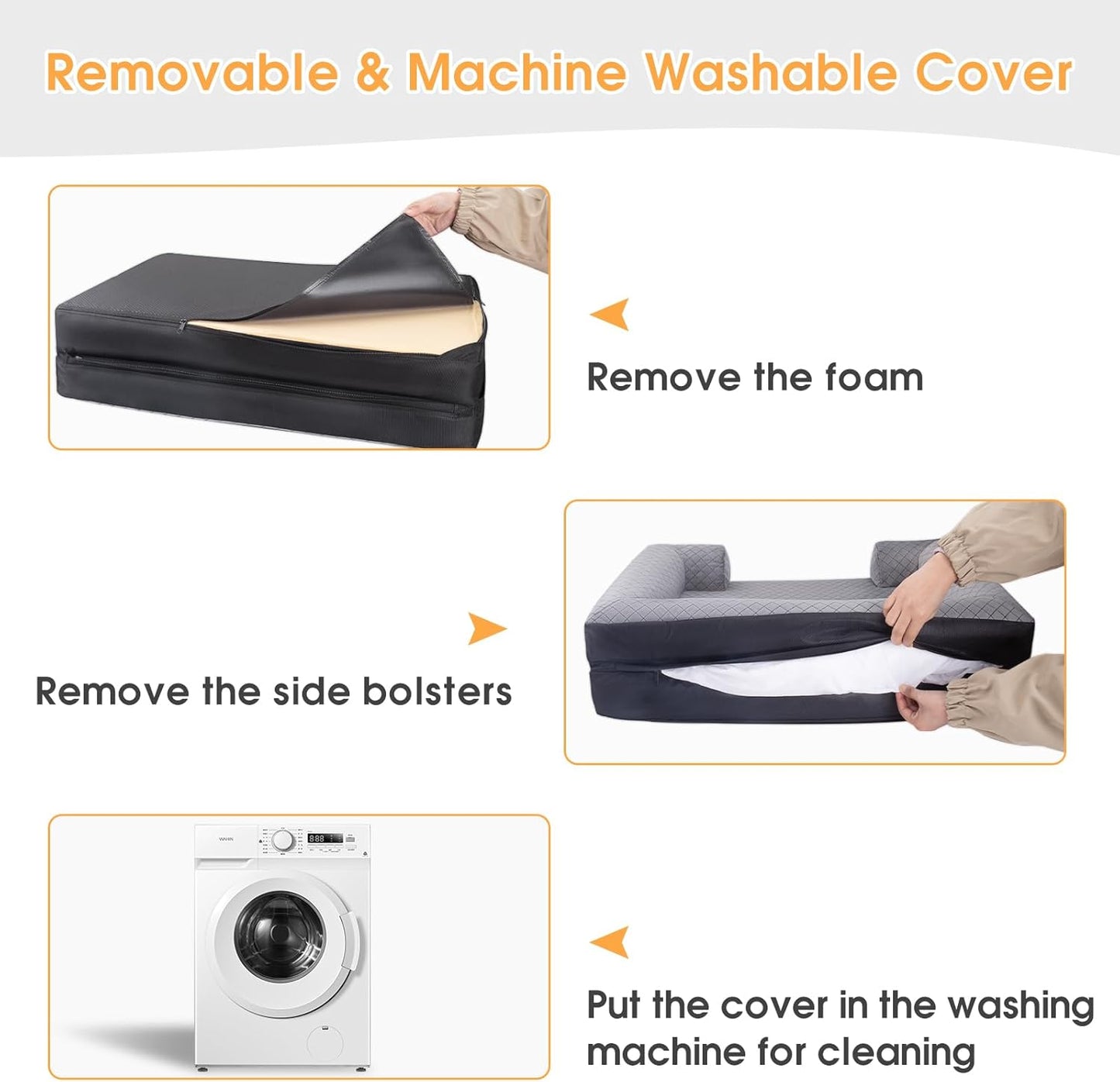 Durable Dog Bed Waterproof and Scratch Resistant, Velvet & Oxford Rugged Dog Sofa,High Density Supportive Foam,Full Removable Machine Washable Cover (35"x28"x6.5")