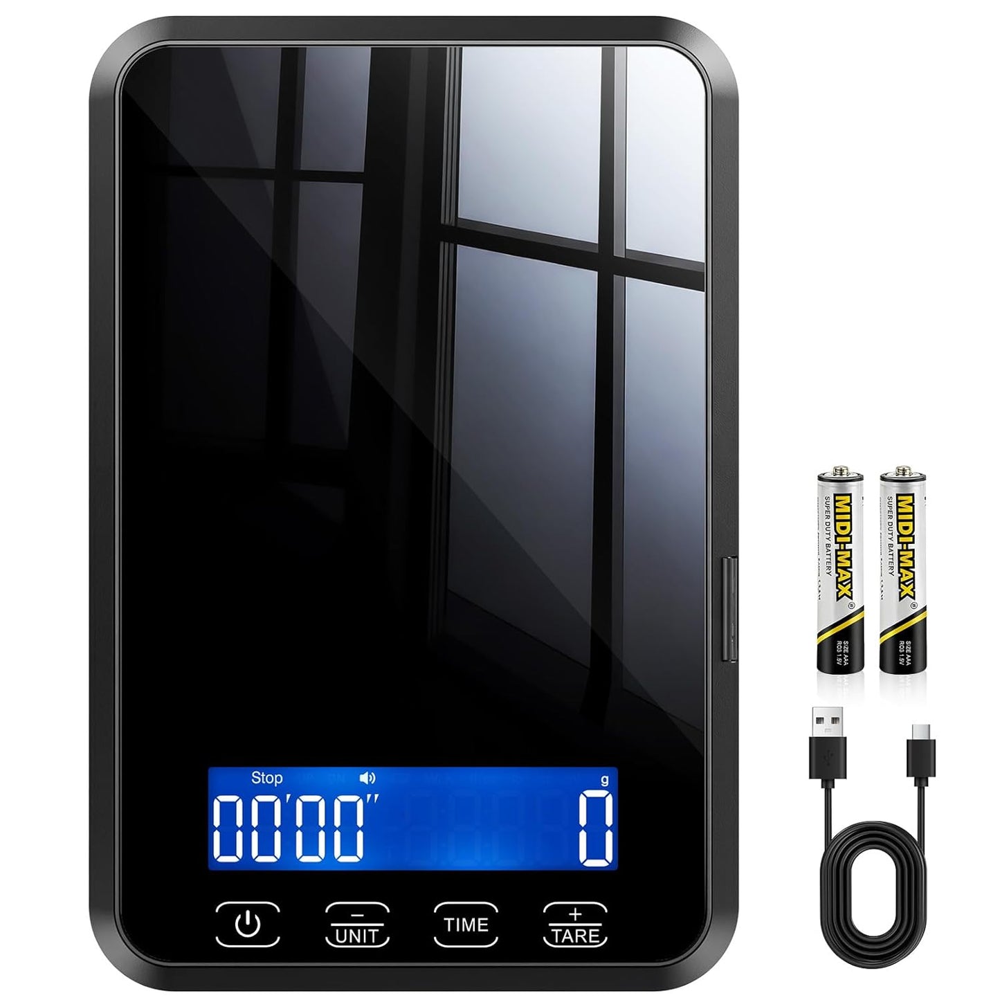 Food Scale with Timer, Max 33 lb / 0.1 oz Accuracy Kitchen Scale for Sourdough Bread, Built-in 7 Units, Timing & Tare Function, Rechargeable Digital Kitchen Scale for Food, Baking, Cooking
