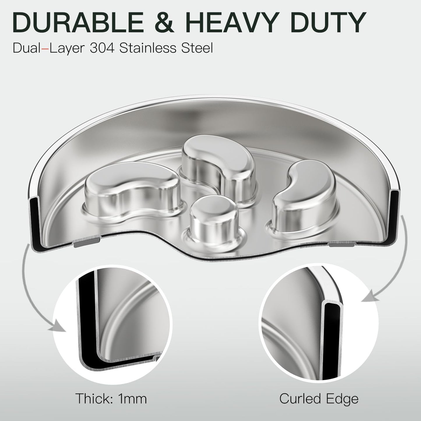 Slow Feeder Dog Bowl-3Cups for Large Breeds, Double Wall Food-Grade Stainless Steel, Heavy Duty with Non-Slip Rubber Base, Puzzle Maze Bowl to Slow Down Eating