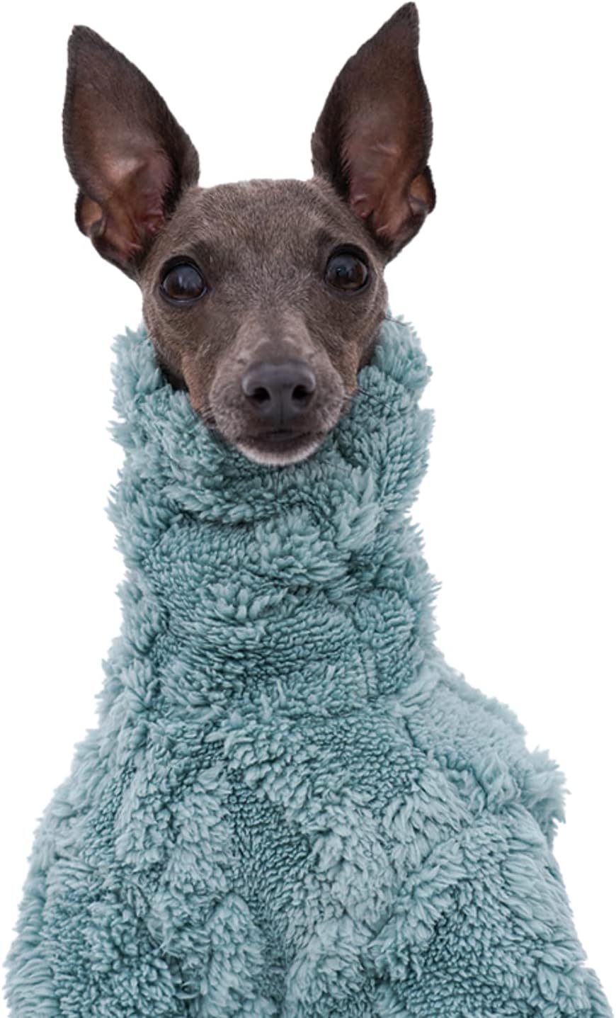 Greyhound Clothes - Dog Winter Warm Fleece Turtleneck Jumpsuit Four-Leg Rompers Long Sleeve Sweatshirt Thick Outdoor Coat for Italian Greyhound Whippet Deerhound Bedlington Terrier (XL,Green)