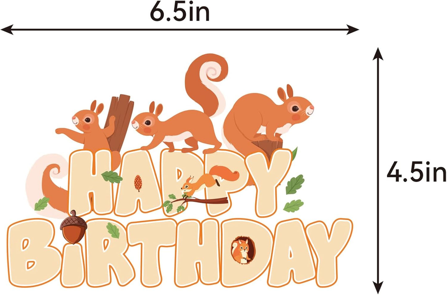 Woodland Animals Squirrel Party Supplies - Includes Squirrel Birthday Banner, Cake Topper, Cupcake Toppers & Balloons for Zoo Animals Themed Party