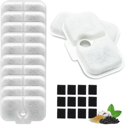 8 Packs Replacement Filters and 8 Pack of Sponges Compatible with PETLIBRO Capsule Pet Water Fountain PLWF005/PLWF115/WF106