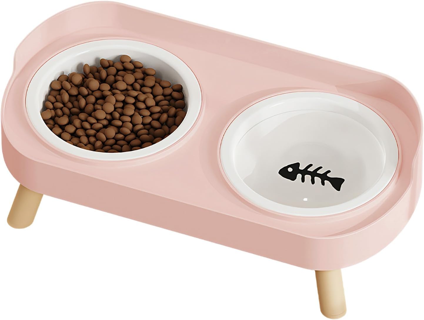 Ceramic Pet Feeder, Non-Slip Elevated Dog Bowls for Puppy Kitten with Stand, Durable Anti-Skid Ceramic Material, Indoor Outdoor Home Office Yard Patio Feeding Solution