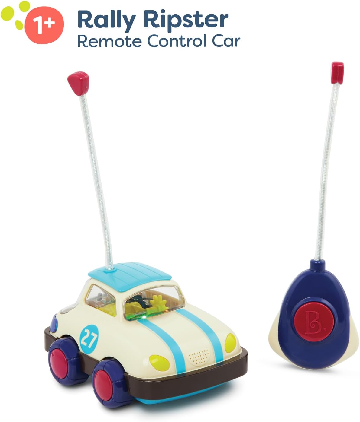 B. toys – Rally Ripster – Remote Control Car – RC Car for Toddlers, Kids – Light – Up Toy Car – Toy Vehicle – 12+ Months