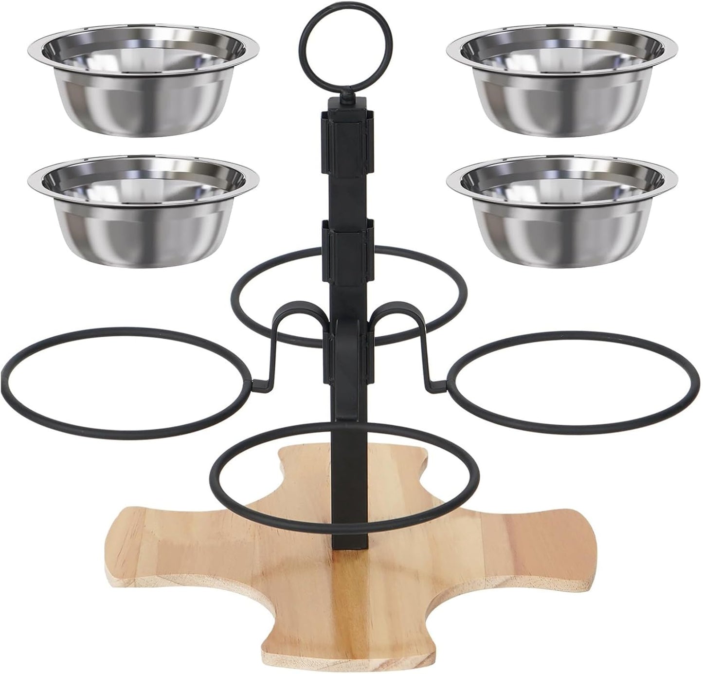 Ergonomic Elevated Dog Bowls with Stable Stand and Quadruple Bowl for Most Breeds Adjustable Heights Dishwasher Safe Pet