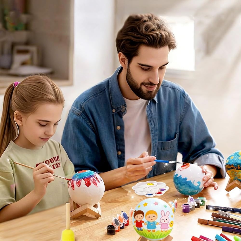 HOLA Paint Your Own Moon Lamp Kit, 2025 Updated USB Rechargeable, DIY Arts Supplies and Crafts Kit, Easter Gifts for Kids Girls Boys Teens, Ages 6 7 8 9 10 11 12 13 14 15 16 Year Old Birthday