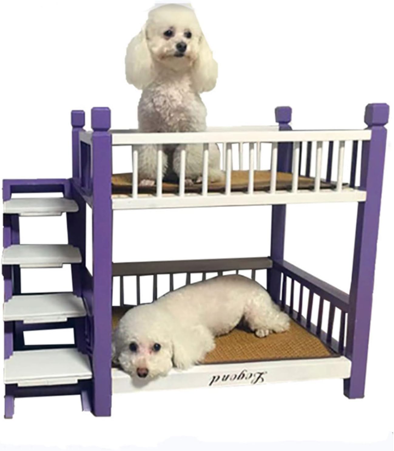 Dog Bed Double-Layer Wooden Dog Bed Elevated Pet Bed Frame Double Dog Bed Pet Sofa with Steps Dogs Stairs Suitable for Cats and Small Dogs for Dogs Pet Cat (B)