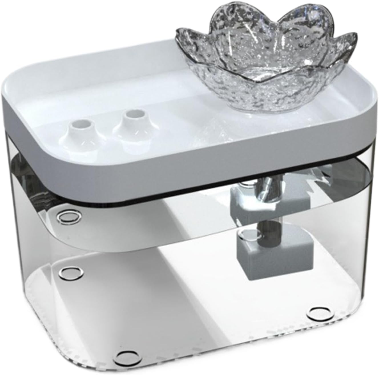 Cat Water Fountain - USB Rechargeable Filter Dispenser, Silent Automatic Cat Water Fountain, Continuous Fresh Flow, Easy to Use Pet Hydration, for Indoor Home Kitten Dog, 4.72x4.72x6.29inch