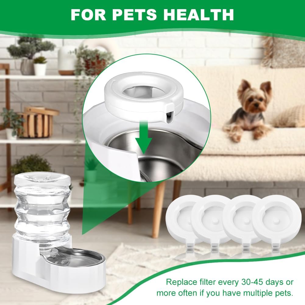 8 Packs Replacement Filters for 3.6L/4.6L/6L/8L Pet Water Dispenser, Automatic Pets Waterer Replacement' Filters, Pet Water Fountain Filter Replacement(White)