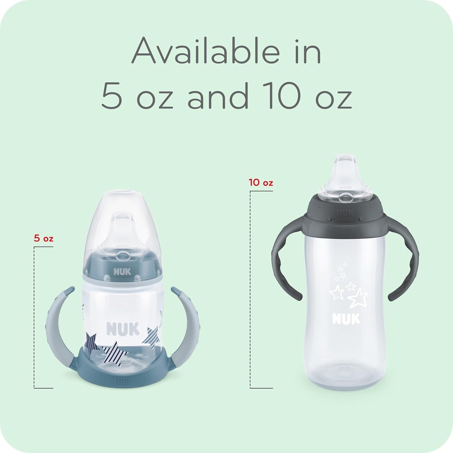 NUK Learner Cup, 10 oz, 8+ Months, 2 Count – BPA Free, Spill Proof Sippy Cup