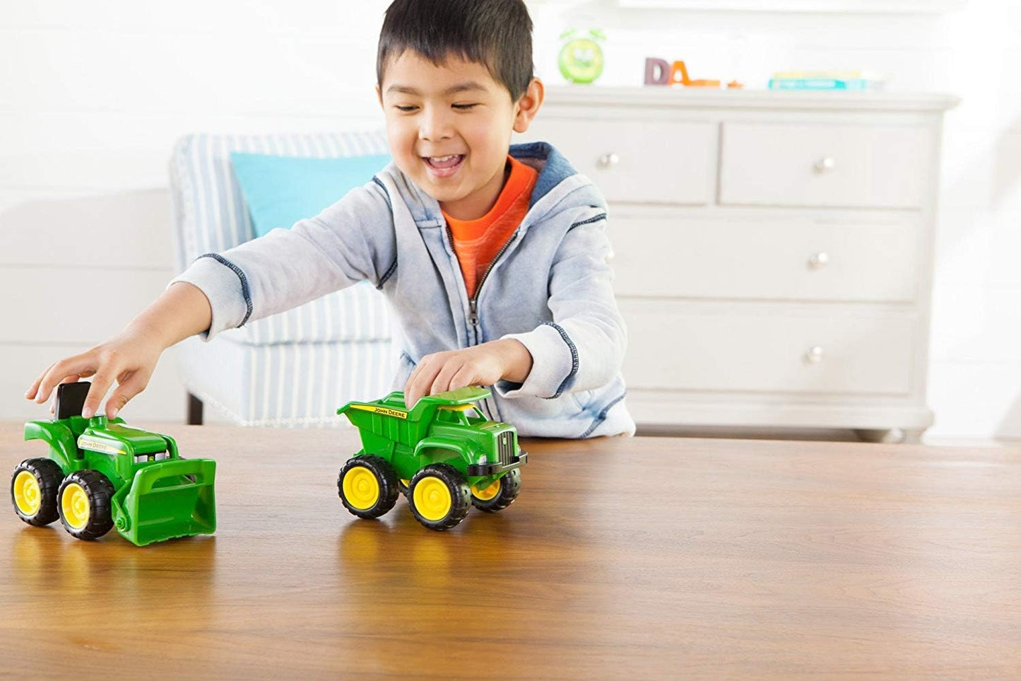 TOMY John Deere Vehicle Set - Includes Dump Truck Toy and Tractor Toy with Loader - Kids Outdoor Toys - Kids Construction and Sandbox Toys - 6 Inches - 2 Count - Ages 18 Months and Up