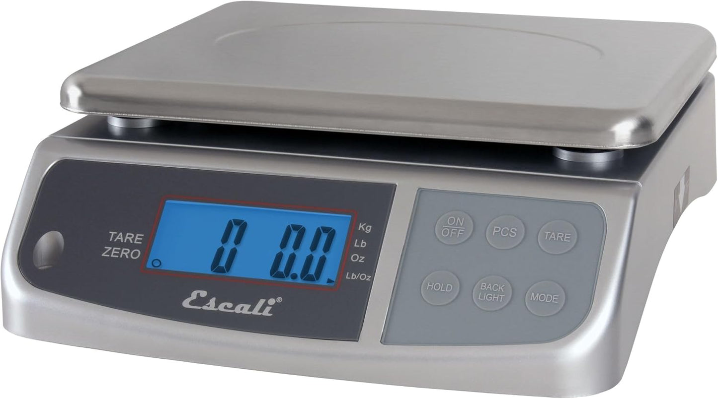 Escali M-Series NSF Certified Digital Kitchen & Industrial Scale, 66 lb Capacity, Dual Display, Spill-Proof, Stainless Steel