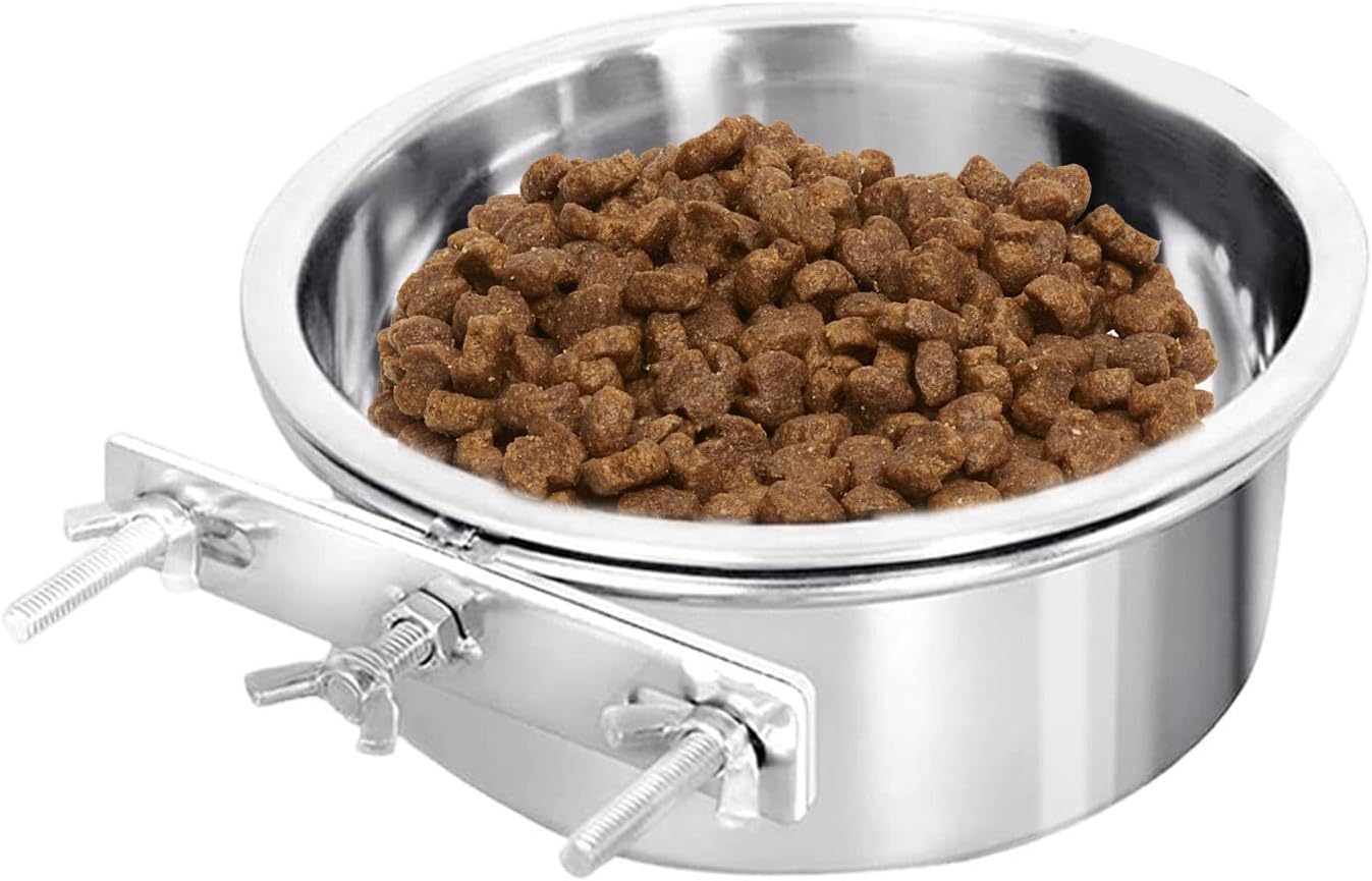 Outdoor Dog Bowl - Stainless Steel Dog Water Bowl | Pets Feeder Small Animal Cup, Wall Mounted Comfort Feeding Bowls for Kennel Crate Cage