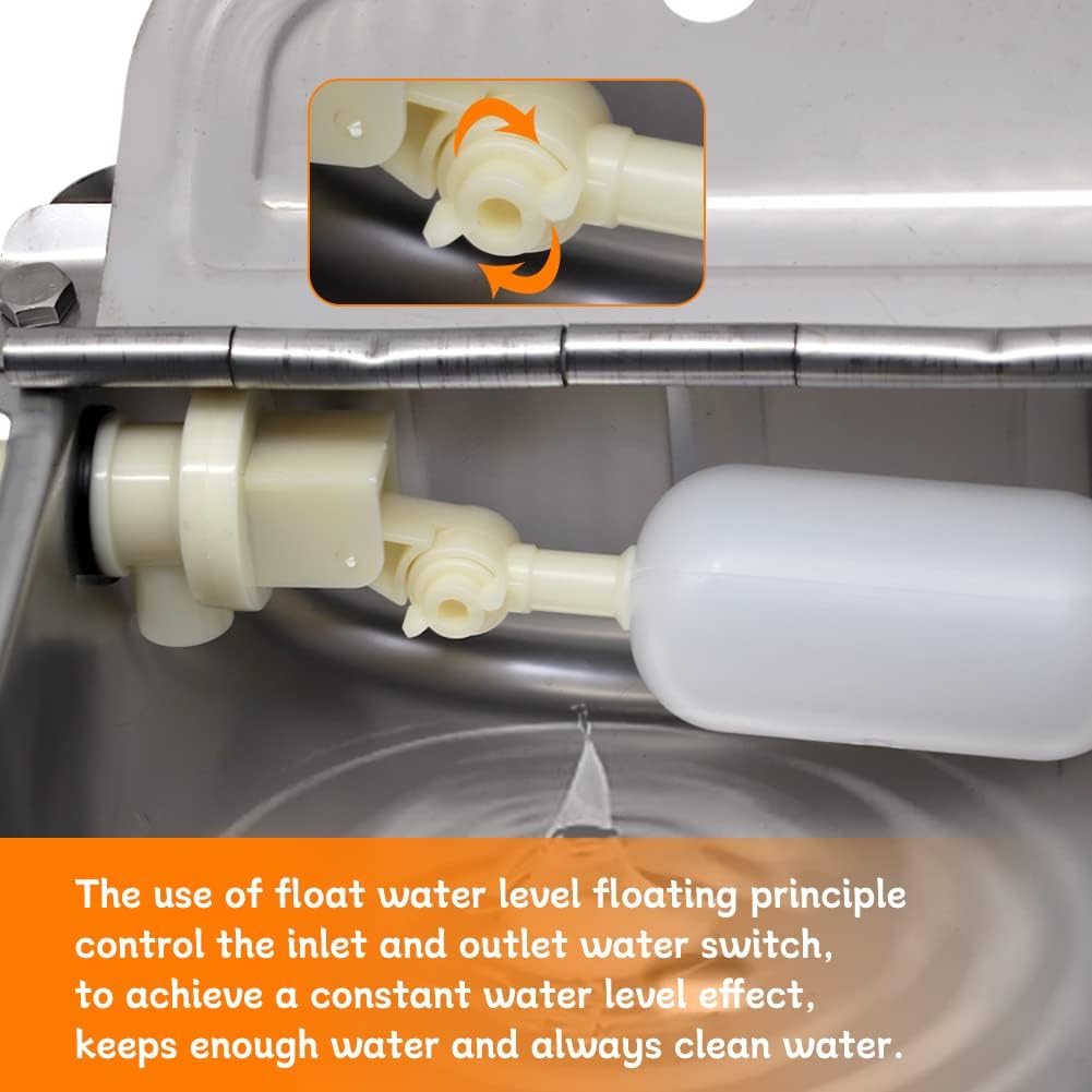 Automatic Livestock Waterer, Stainless Steel Automatic Cow Drinking Water Bowl with Water Hose (3/4'') and Float Valve for Cattle Horse Goat Sheep Animals Pet Waterer Dispenser