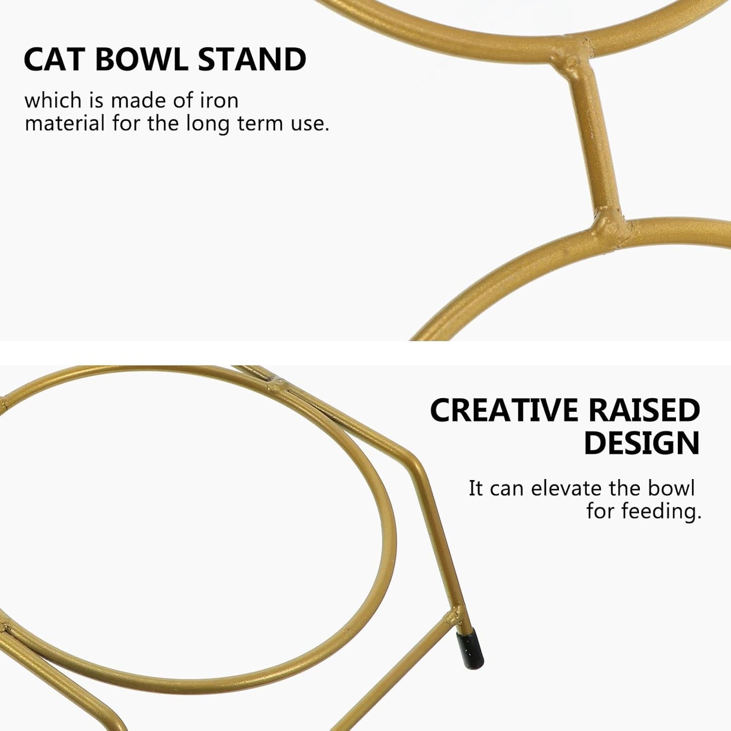 PRETYZOOM Pet Feeder Stand Elevated Iron Cat Bowl Rack Non-Slip Dual Raised Bowls with Neck Protection Suitable for Indoor Cats and Kittens